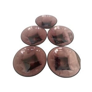 Vintage Hazel Atlas Moroccan Amethyst Oval Glass Bowl Colony Pattern Set Of 5